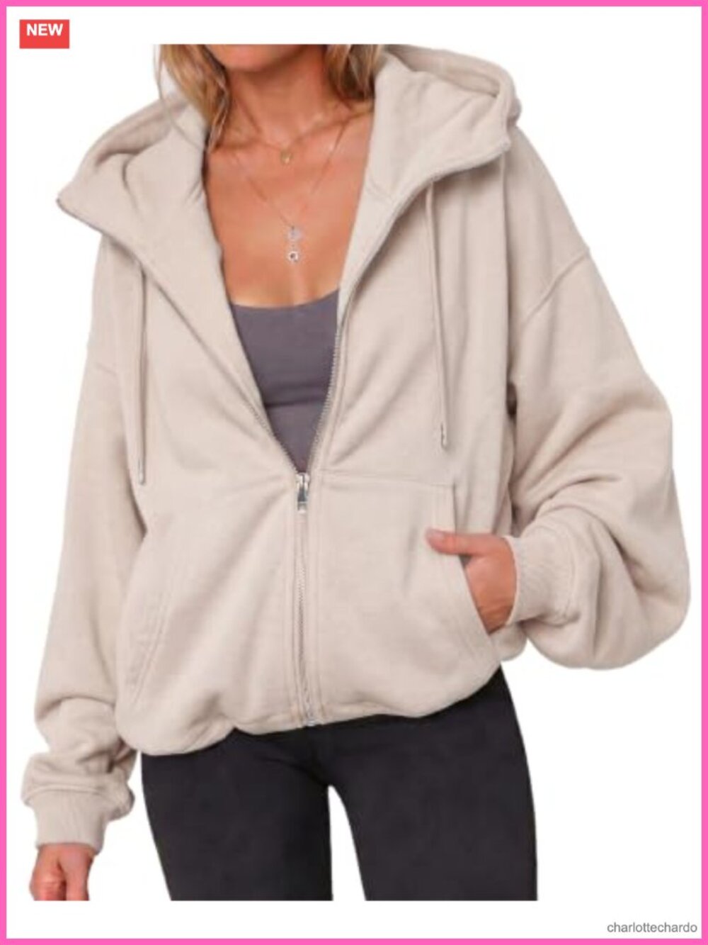 Oversized Zip Up Hoodie with Pockets - Cotton Blend Streetwear